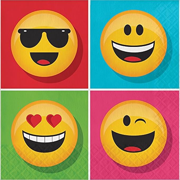 322171 SHOW YOUR EMOJIONS 16 COUNT PAPER LUNCH NAPKINS, TISSUE